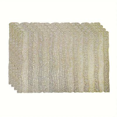 Dakshya Industries Rectangular Pack of 4 Table Placemat(Gold, PVC)