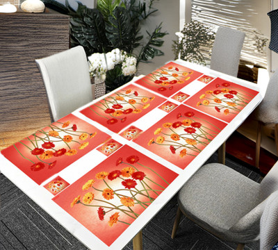 SANRAKSSHAN Rectangular Pack of 6 Table Placemat(Multicolor, PVC)