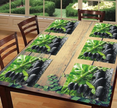 SANRAKSSHAN Rectangular Pack of 6 Table Placemat(Black, Green, PVC)