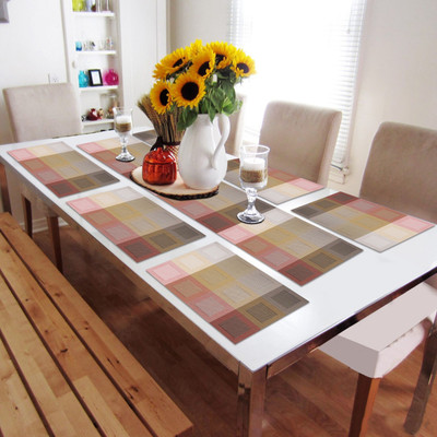 HOKiPO Rectangular Pack of 7 Table Placemat(Multicolor, PVC)