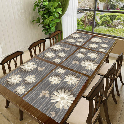 LooMantha Rectangular Pack of 6 Table Placemat(White, PVC)