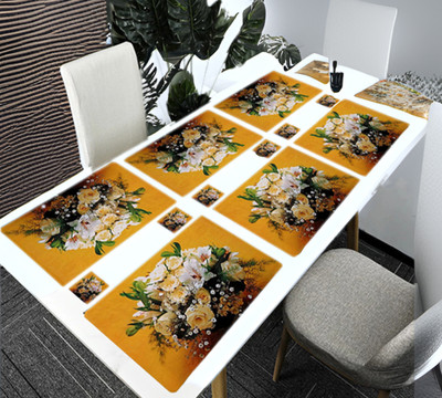 REVEXO Rectangular Pack of 6 Table Placemat(Multicolor, Black, PVC)