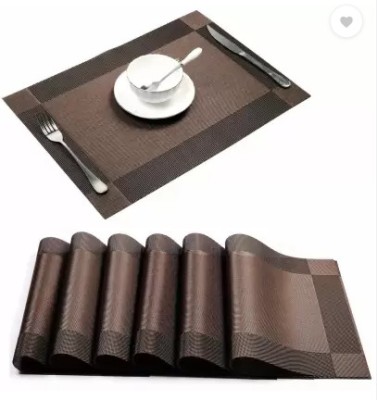 Naysha Rectangular Pack of 4 Table Placemat(Brown, PVC)