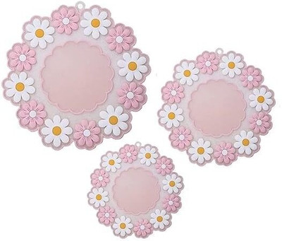 Hashone Round Pack of 3 Table Placemat(Pink, Silicone)