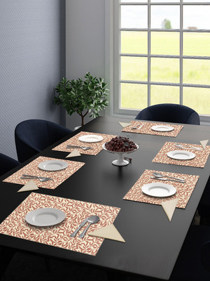 Saral Home Rectangular Pack of 6 Table Placemat(Red, Cotton)