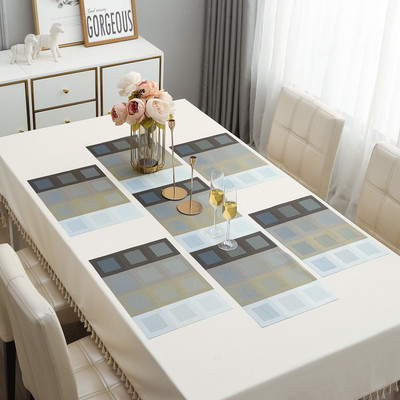 HOKiPO Rectangular Pack of 5 Table Placemat(Blue, PVC)