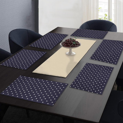 RATAN CART Rectangular Pack of 6 Table Placemat(Blue, Cotton)