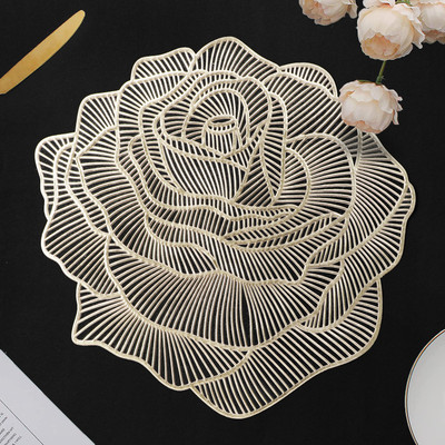 Dakshya Industries Round Pack of 2 Table Placemat(Gold, PVC)