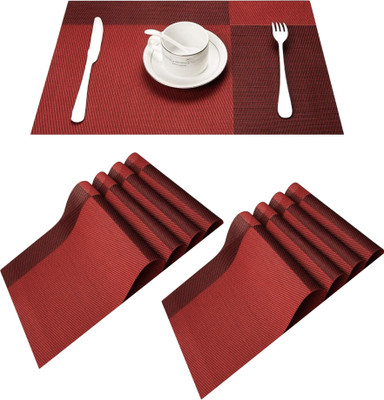 YELONA Rectangular Pack of 8 Table Placemat(Red, PVC)