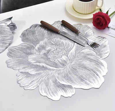 CASA FURNISHING Round Pack of 2 Table Placemat(White, Black, PVC)