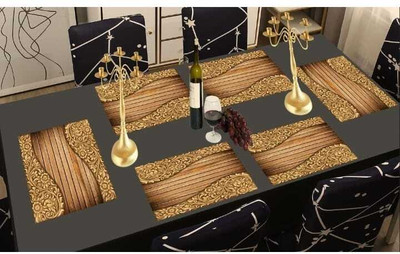LOTUSKING Rectangular Pack of 6 Table Placemat(Silver, PVC)