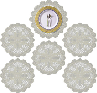 KUBER INDUSTRIES Round Pack of 6 Table Placemat(Yellow, Cotton)