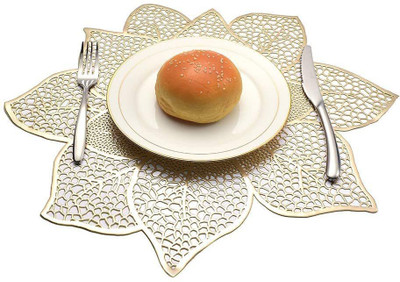 Kritvi Round Pack of 2 Table Placemat(Gold, Polyester)