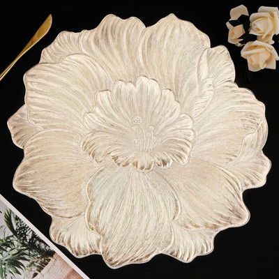 HomeCloud Round Pack of 1 Table Placemat(Gold, PVC)