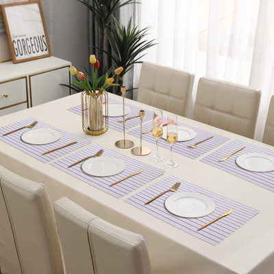 HomeCloud Rectangular Pack of 6 Table Placemat(White, PVC)