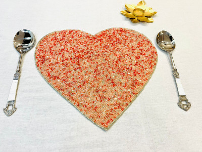 MFU-MADE FOR YOU Cut Corner Pack of 1 Table Placemat(Red, Cotton)