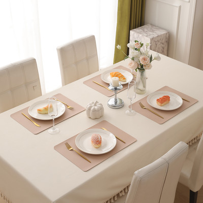HOKiPO Rectangular Pack of 4 Table Placemat(Brown, Leather)