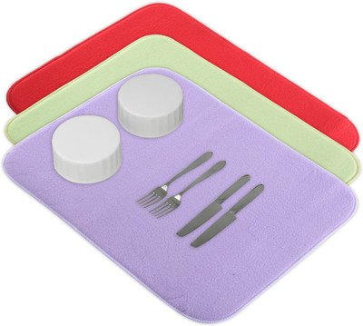 KUBER INDUSTRIES Rectangular Pack of 3 Table Placemat(Purple, Green, Red, Microfibre)
