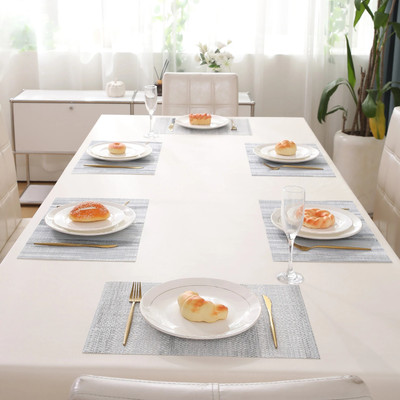 HOKiPO Rectangular Pack of 6 Table Placemat(Blue, PVC)