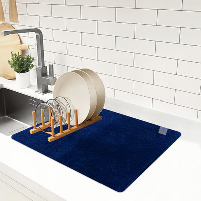 Heart Home Rectangular Pack of 1 Table Placemat(Blue, Microfibre)