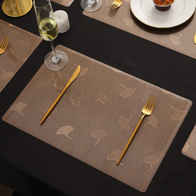 HOKiPO Rectangular Pack of 6 Table Placemat(Brown, Plastic)