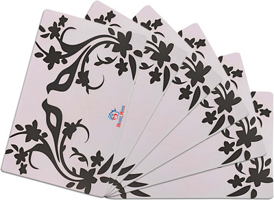 Heart Home Rectangular Pack of 6 Table Placemat(White, PVC)