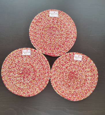 BulkySanta Round Pack of 3 Table Placemat(Red, Yellow, Cotton)