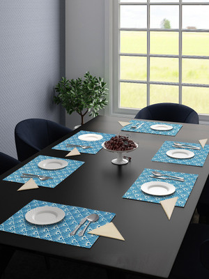 Saral Home Rectangular Pack of 6 Table Placemat(Blue, Cotton)