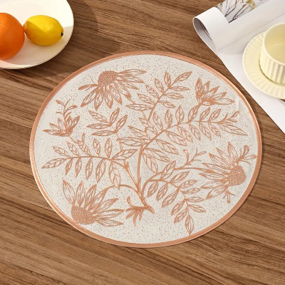 DPA Collection Round Pack of 1 Table Placemat(Gold, PVC)