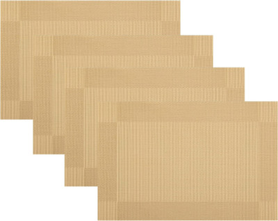 Baskety Rectangular Pack of 4 Table Placemat(Gold, PVC)