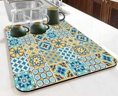 HomeCloud Rectangular Pack of 1 Table Placemat(Light Blue, Rubber)