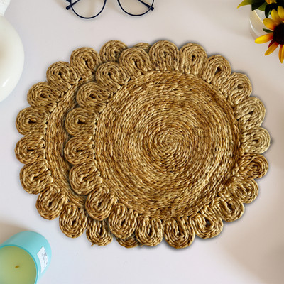 Safeora Global Round Pack of 2 Table Placemat(Beige, Jute)