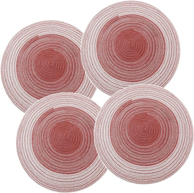 FLOXIT Round Pack of 6 Table Placemat(Red, Polypropylene)