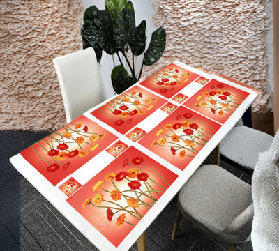 REVEXO Rectangular Pack of 6 Table Placemat(Multicolor, PVC)