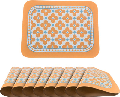 YELONA Rectangular Pack of 8 Table Placemat(Orange, Light Blue, Leather)
