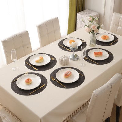 HOKiPO Round Pack of 6 Table Placemat(Grey, PVC)