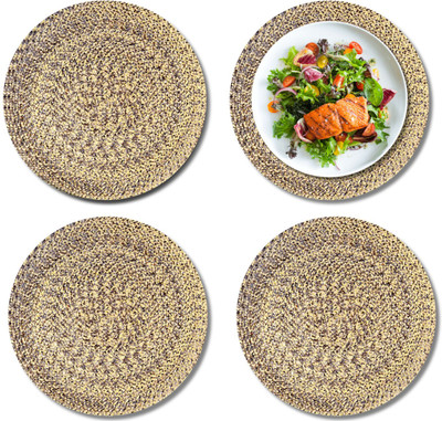 LADLI JEE Round Pack of 4 Table Placemat(Brown, Polyester)