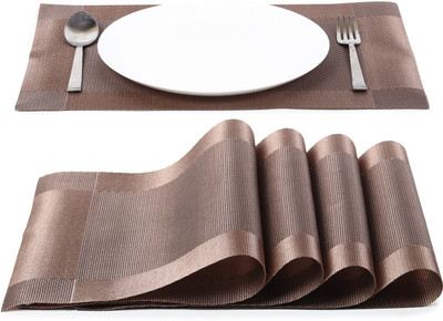 HOMELEE DEKOR Rectangular Pack of 4 Table Placemat(Multicolor, PVC)