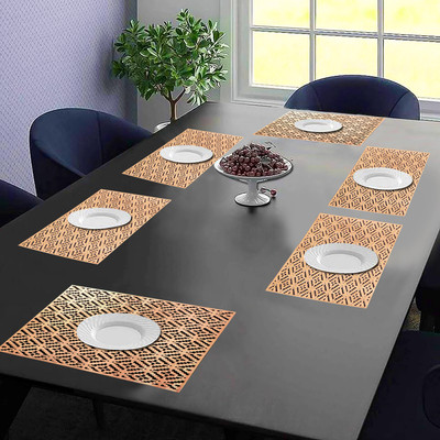 DPA Collection Rectangular Pack of 6 Table Placemat(Brown, PVC)