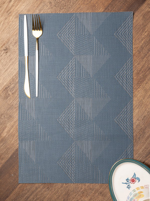 MARKET 99 Rectangular Pack of 4 Table Placemat(Blue, Plastic)