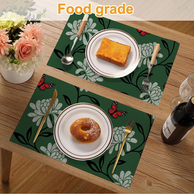 Alina Rectangular Pack of 1 Table Placemat(Green, PVC)