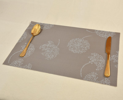 YELLOW WEAVES Rectangular Pack of 4 Table Placemat(Beige, Beige, PVC)