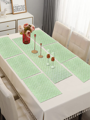 Ana Rectangular Pack of 7 Table Placemat(Green, Cotton)