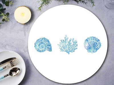 Space of Joy Round Pack of 6 Table Placemat(Blue, MDF, Wood)
