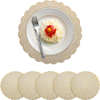 HOMESTIC Round Pack of 6 Table Placemat(Gold, Leather)