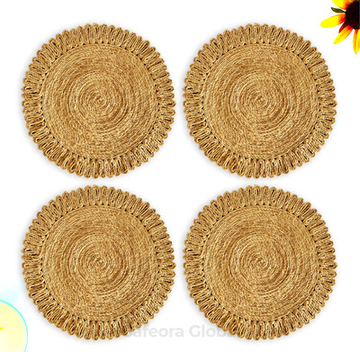 Safeora Global Round Pack of 4 Table Placemat(Beige, Jute)