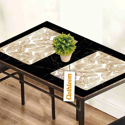 Clothloom Rectangular Pack of 2 Table Placemat(Gold, White, PVC)