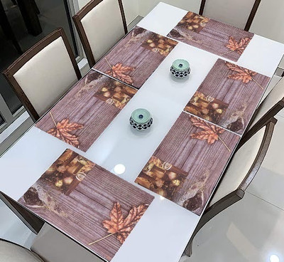 SANRAKSSHAN Rectangular Pack of 6 Table Placemat(Gold, PVC)