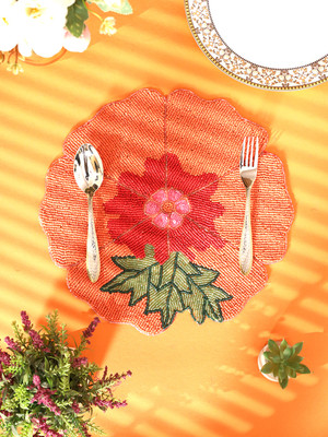Aaditya Exports Round Pack of 1 Table Placemat(Pink, Polyester)