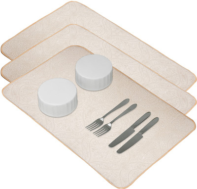 KUBER INDUSTRIES Rectangular Pack of 3 Table Placemat(Yellow, Microfibre)